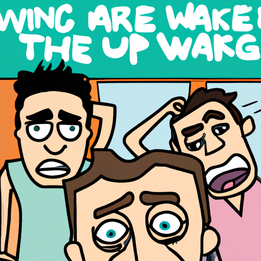 Image of the main characters in 'The Hangover' waking up in confusion